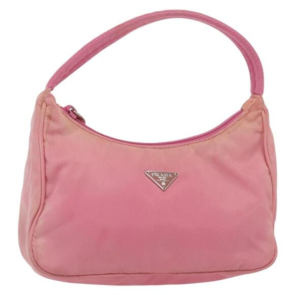 PRADA Hand Bag Nylon Pink Silver - Picture 1 of 12